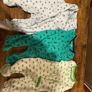 Simple Kids One Pieces Footies - Blue, Green, White
